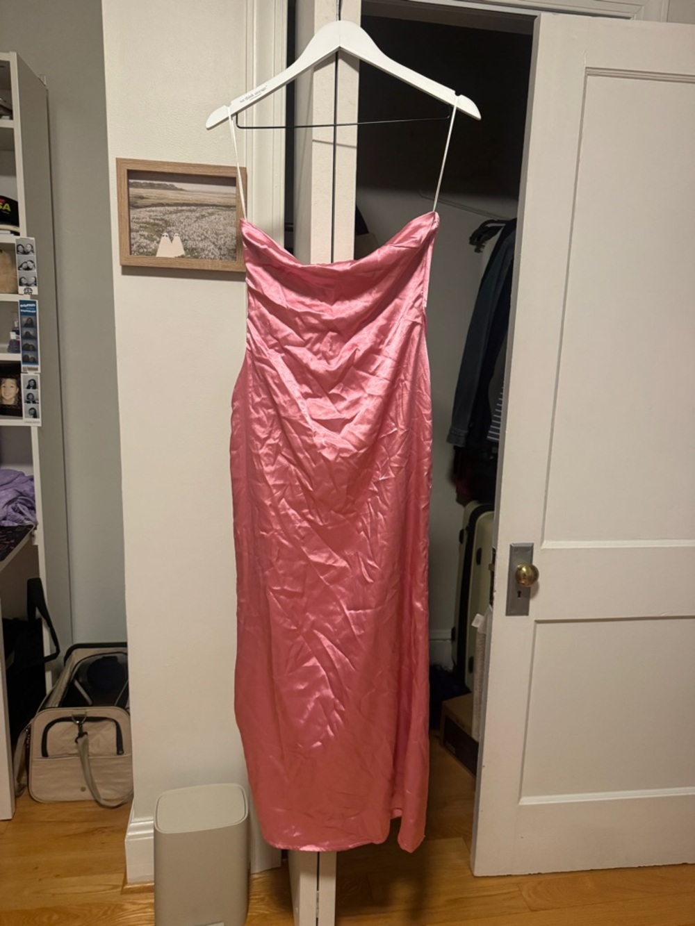 Princess Polly Pink Satin Slip Dress with Cowl Neck